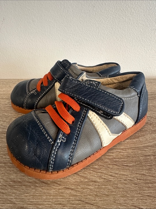 See Kai Run Other - See Kai Run Jaxon Navy & Gray Kids Leather Sneakers Orange Laces 7